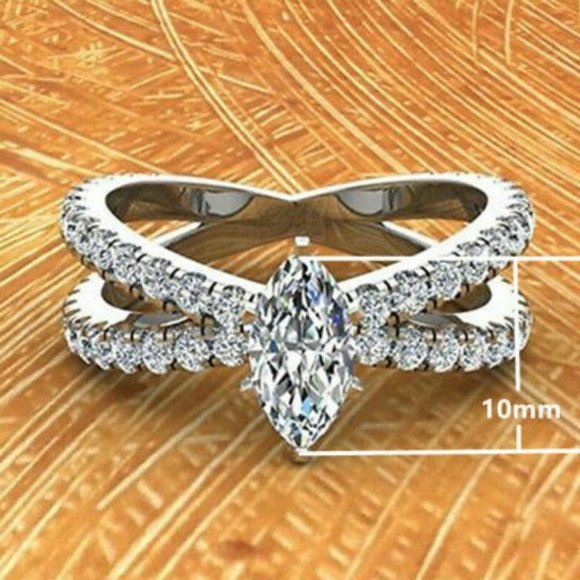 Silver Simulated Diamonds Skylight Ring - Picture 2 of 2